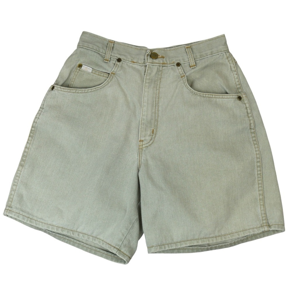 90's Light Fade Chic Denim Jean Shorts‎ High Waist Vintage, Grey/Green Size 11